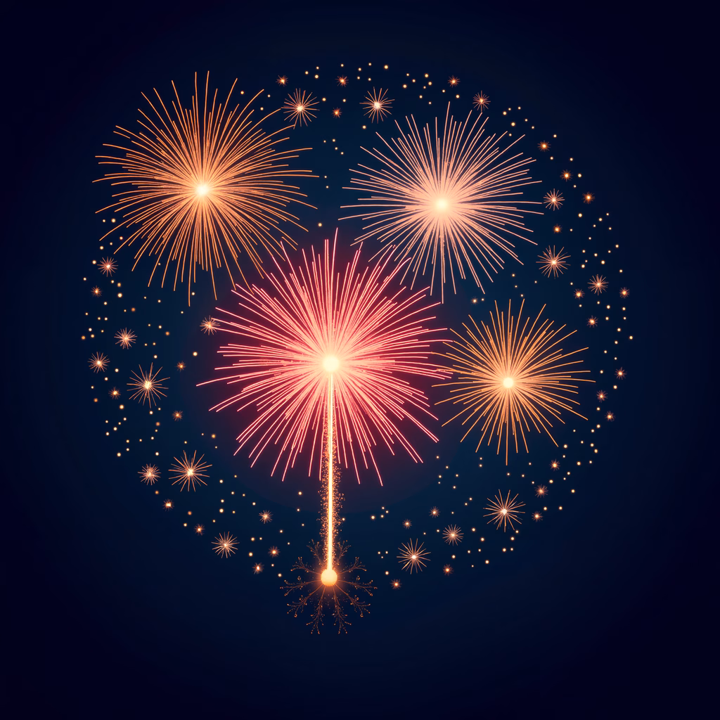 Vibrant fireworks display against a dark sky, celebrating joy and festivity.