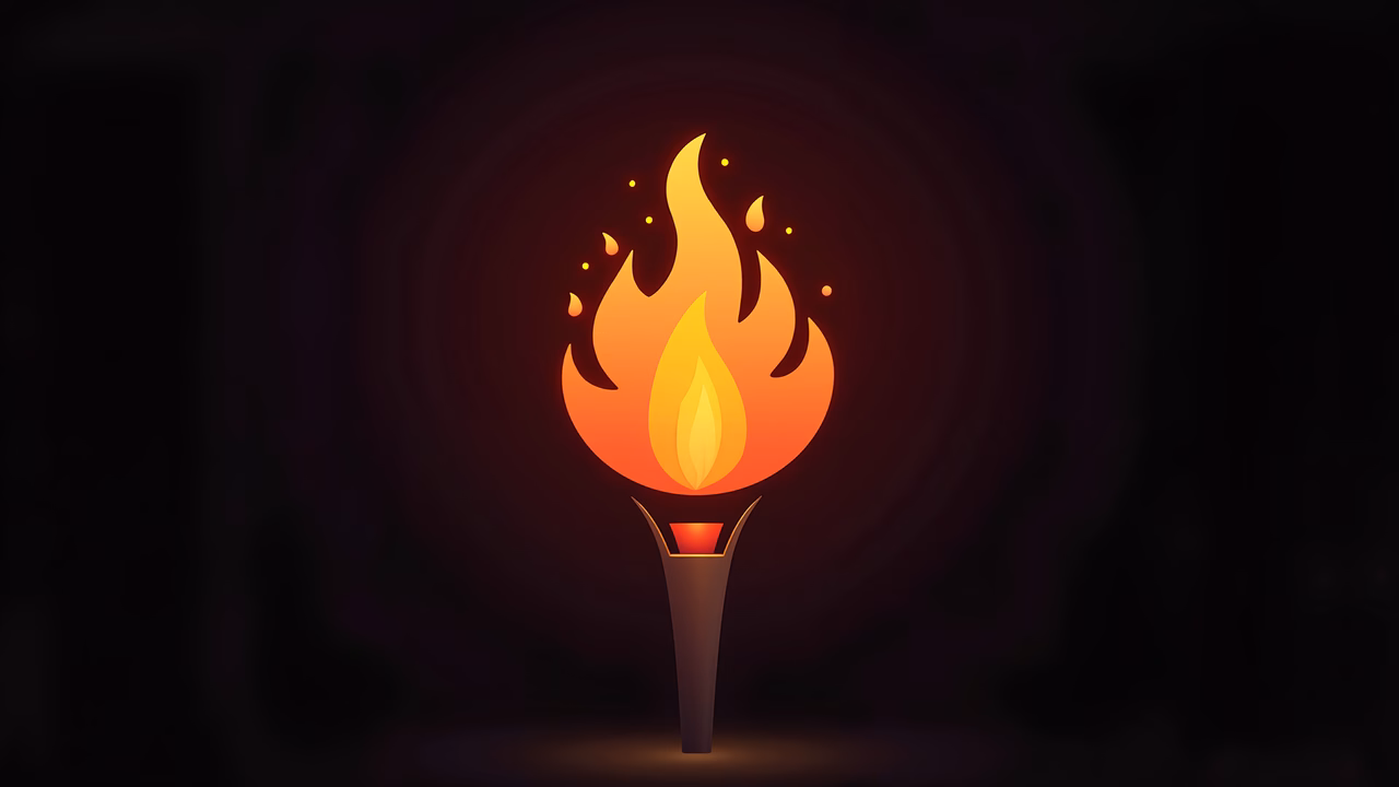 Vibrant flaming torch illustration, symbolizing energy and passion.