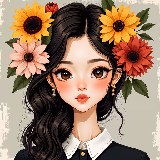 Floral Portrait Illustration