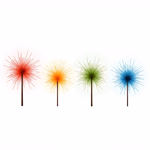 Four Colorful Fireworks Illustration