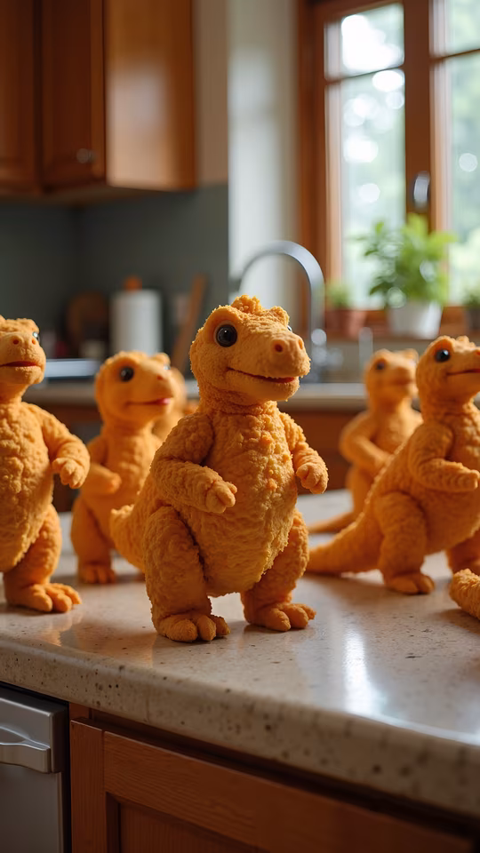 Fuzzy Dinosaurs in the Kitchen
