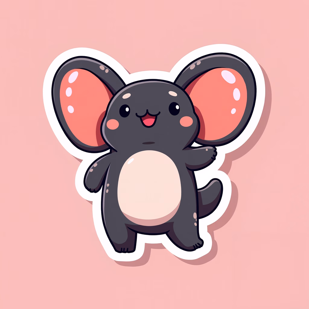 Cute kawaii-style elephant with big ears and a friendly smile.