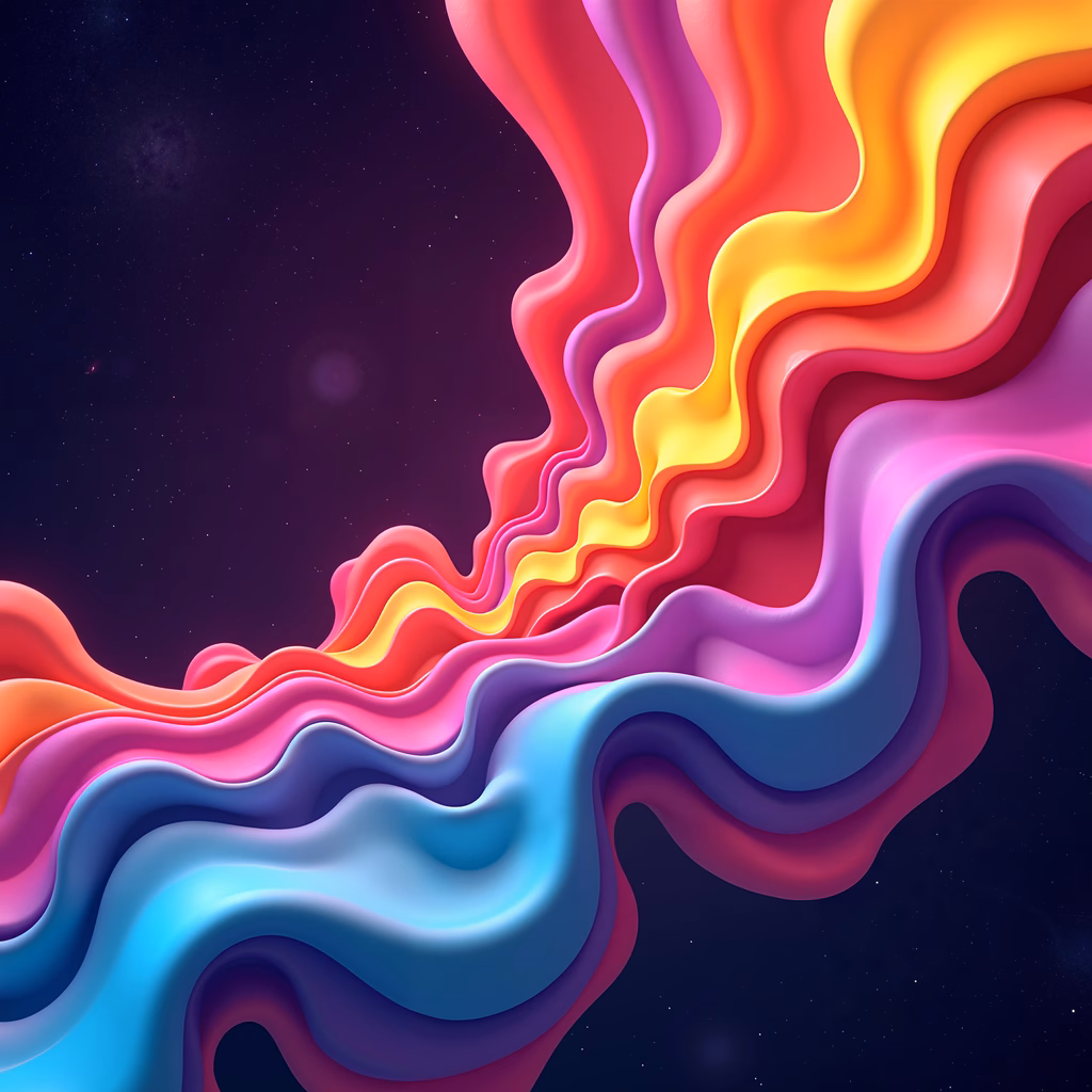 Vibrant abstract waves on a dark cosmic background