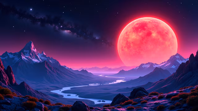 Moonlit Landscape Illustration