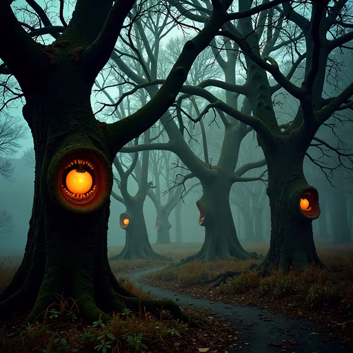 Mysterious Forest with Glowing Eyes