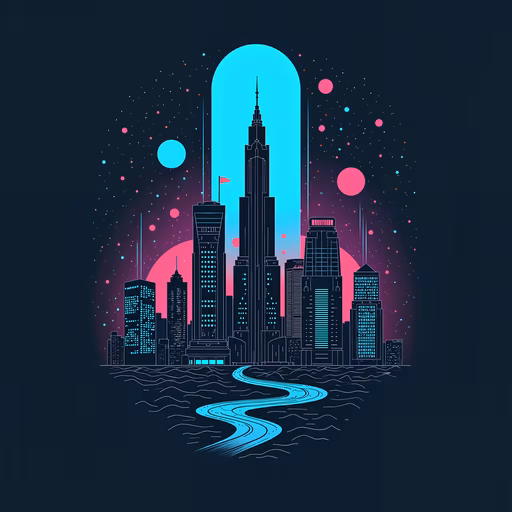 Neon Cityscape Illustration