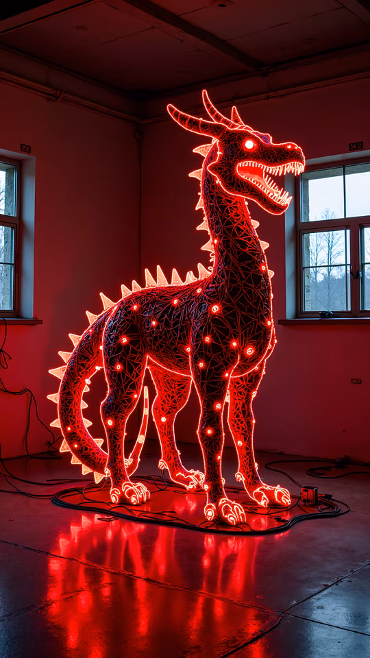 Neon Dragon Sculpture