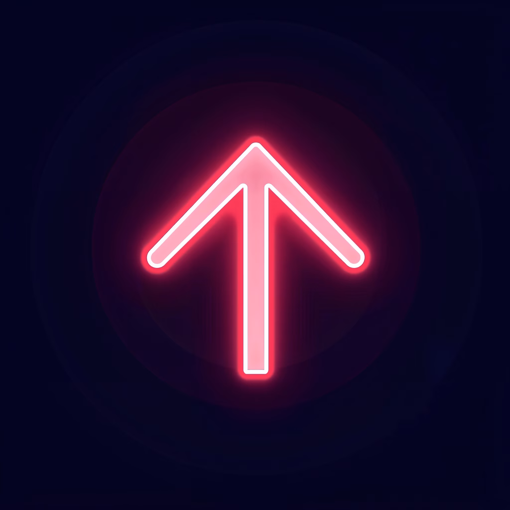 Vibrant neon pink arrow pointing upward, modern graphic design.