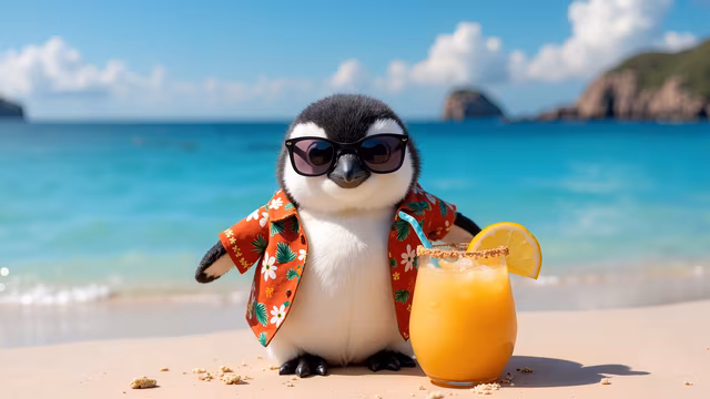 Penguin Vacation Illustration