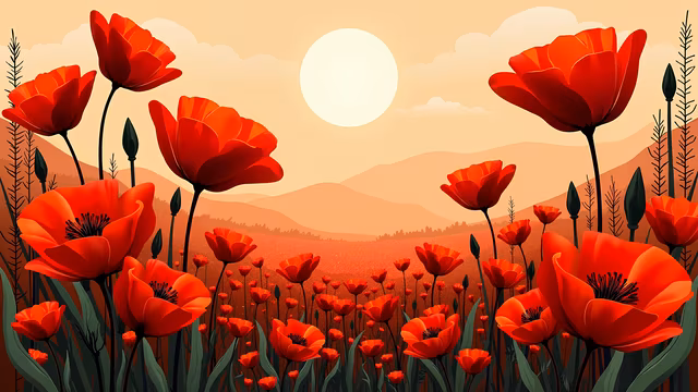 Poppy Field Illustration