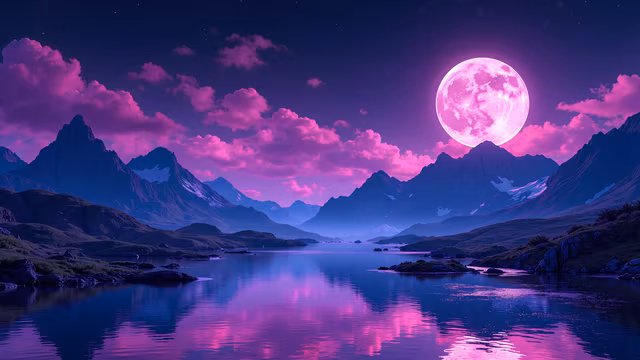 Purple Moonlit Landscape