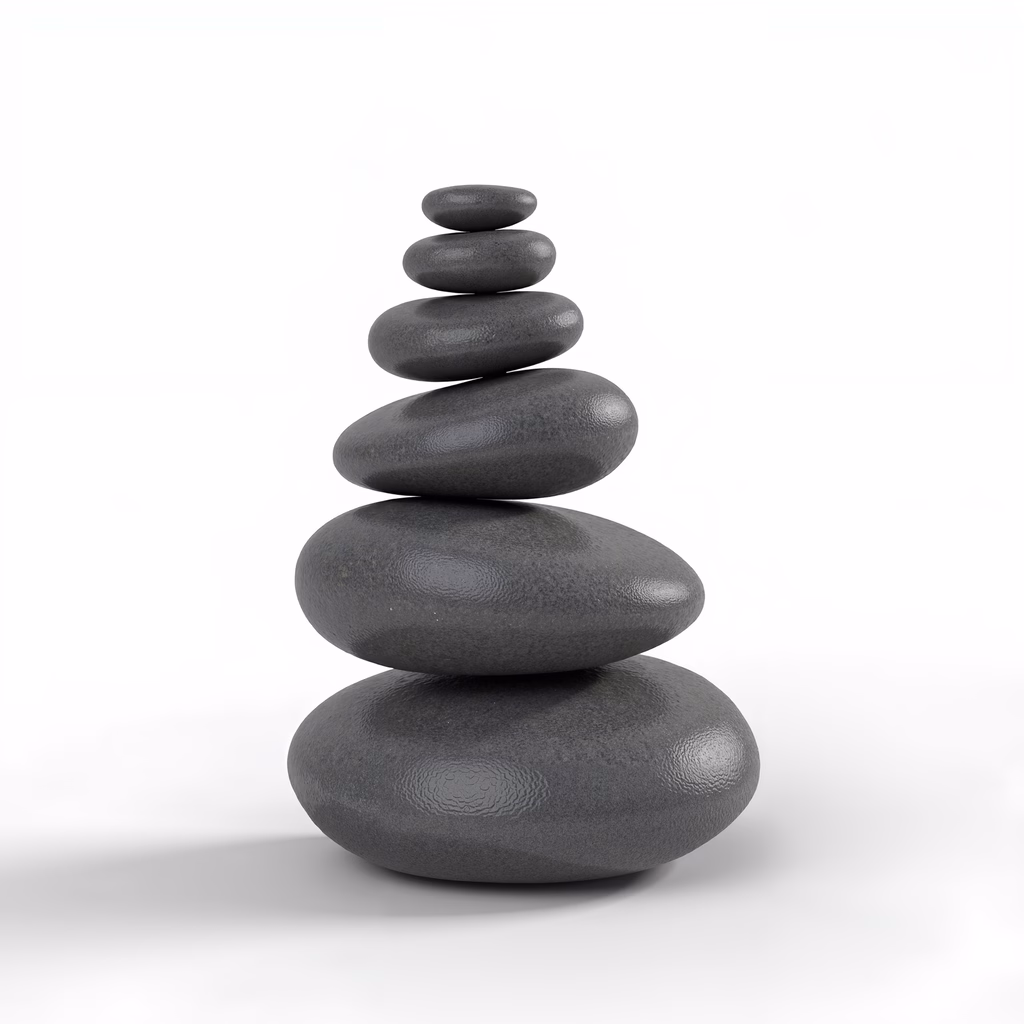 Minimalist stacked stones illustration conveying balance and tranquility.