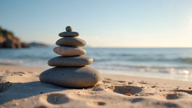 Stacked Stones on the Beach