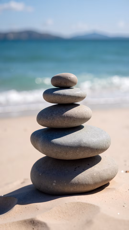 Stacked Stones on the Beach