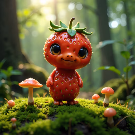 Strawberry Character in Forest