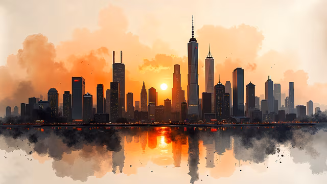 Sunset Cityscape Illustration