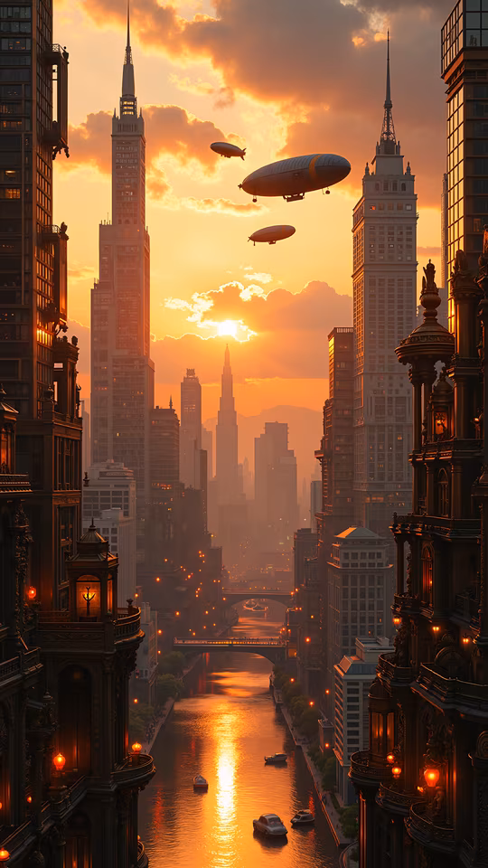 Sunset Cityscape Illustration