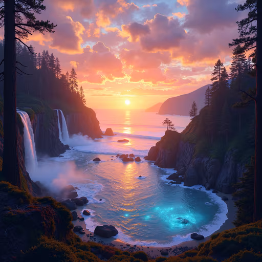 Sunset Coastal Illustration