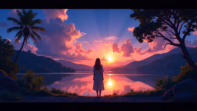 Sunset Reflection Illustration