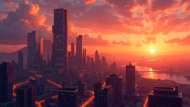 Urban Sunset Illustration