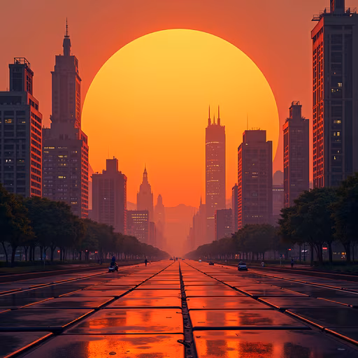 Urban Sunset Illustration