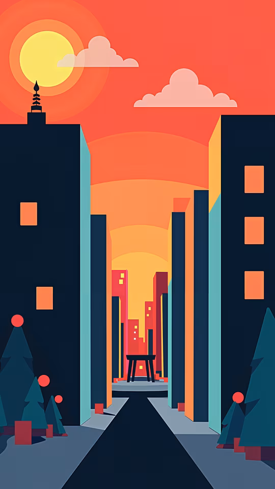 Urban Sunset Illustration