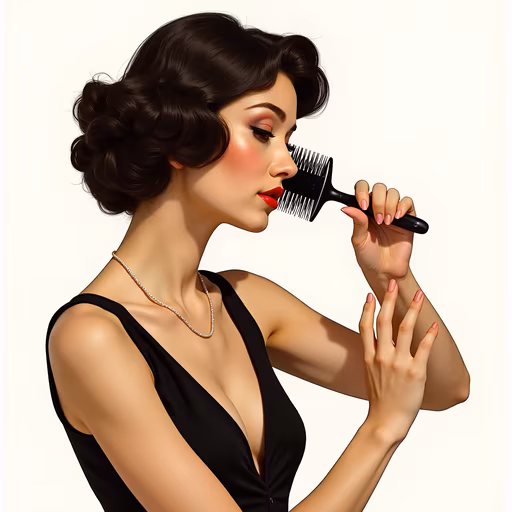 Vintage Beauty with Hairbrush