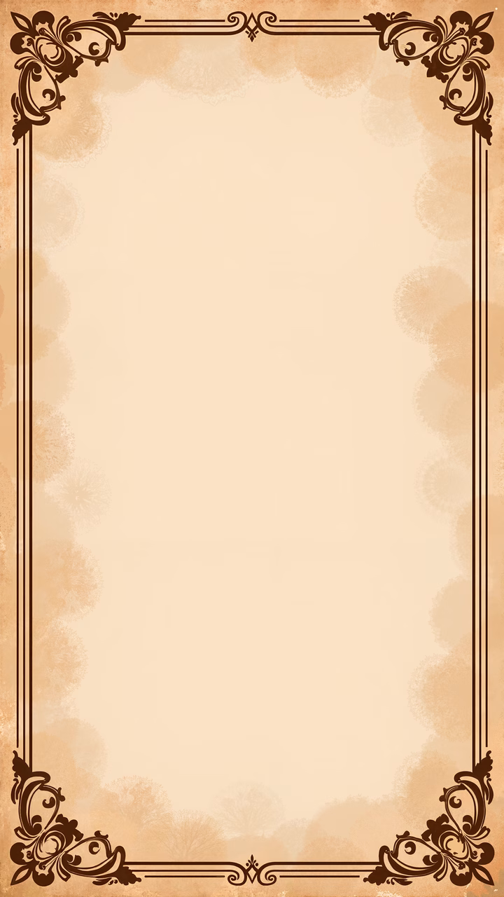 Vintage-inspired ornate frame with floral corners and soft beige background.
