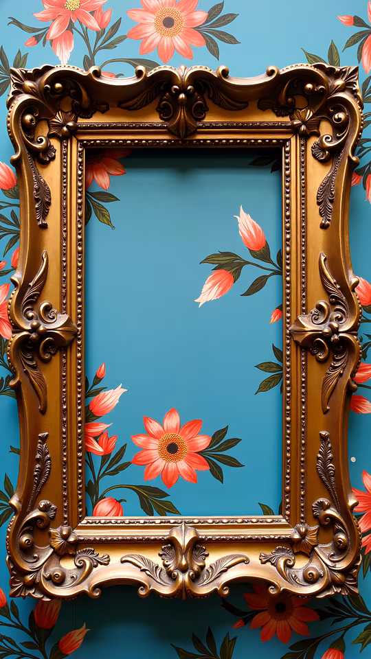 Vintage Frame with Floral Background