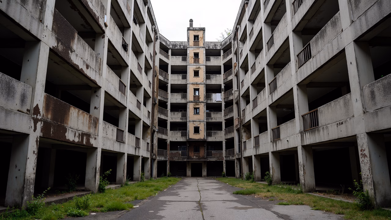 Decaying architecture in an abandoned building.