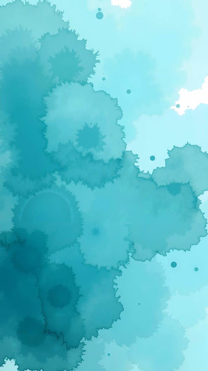 Vibrant abstract artwork featuring turquoise splashes and fluid brushstrokes.