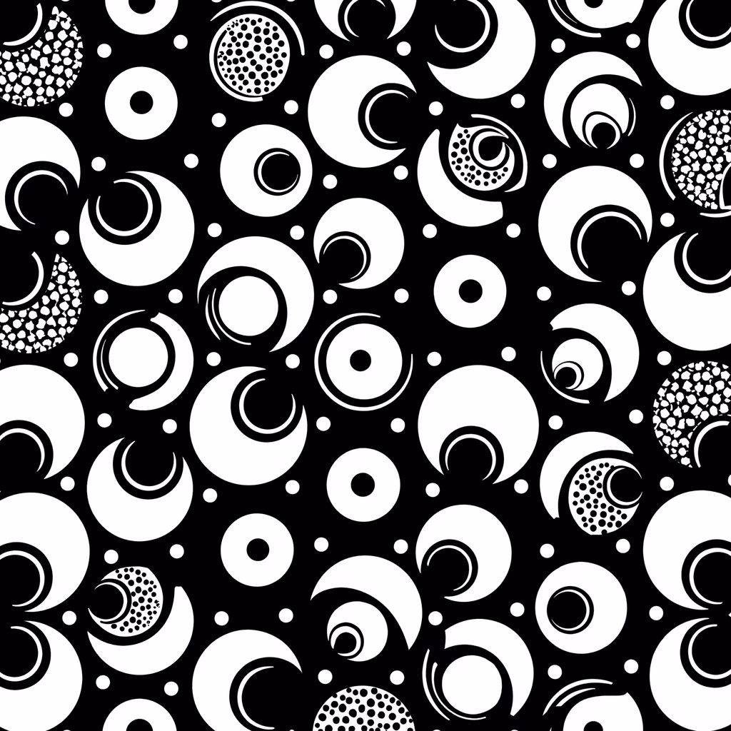 Abstract circles in black and white create a captivating geometric pattern.