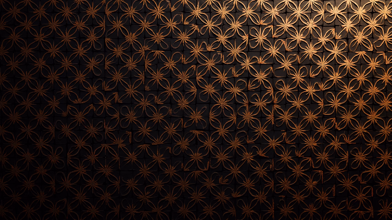 Stylized floral pattern on a dark background, elegant and sophisticated.
