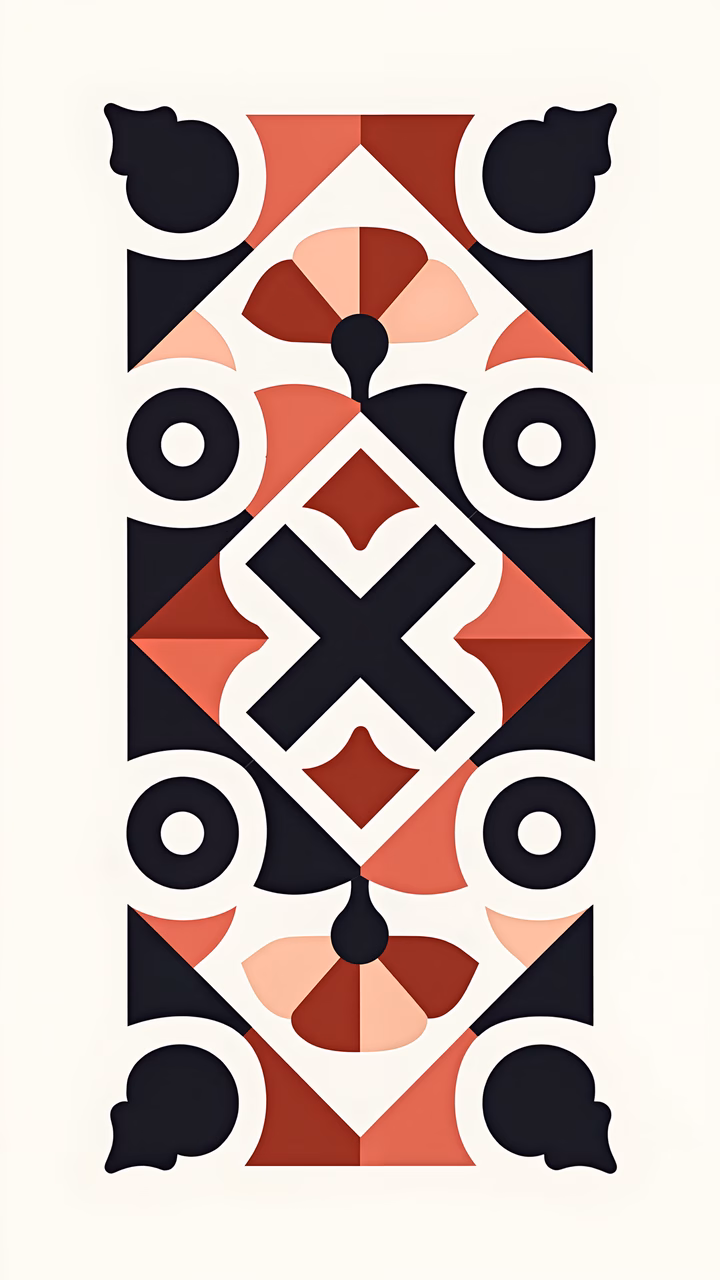 Geometric abstraction with bold colors and balanced patterns.