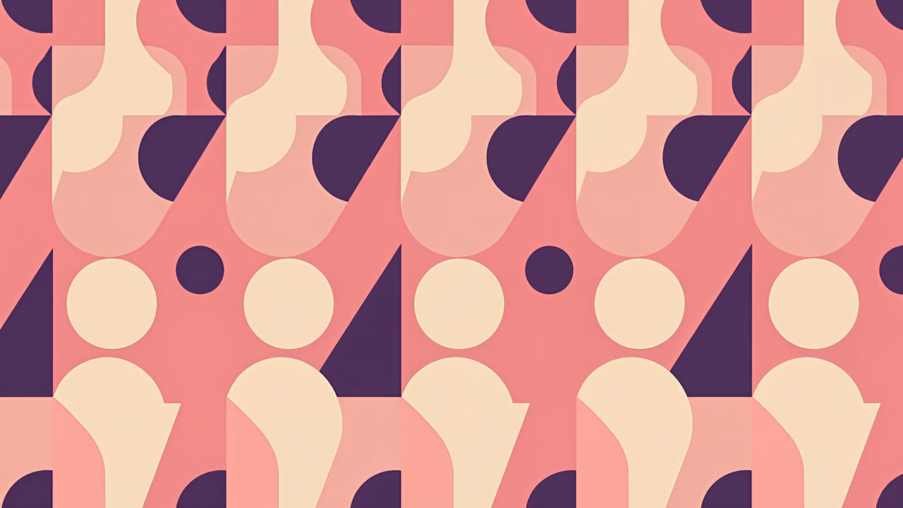 Vibrant geometric pattern with soft pastel colors and clean lines.