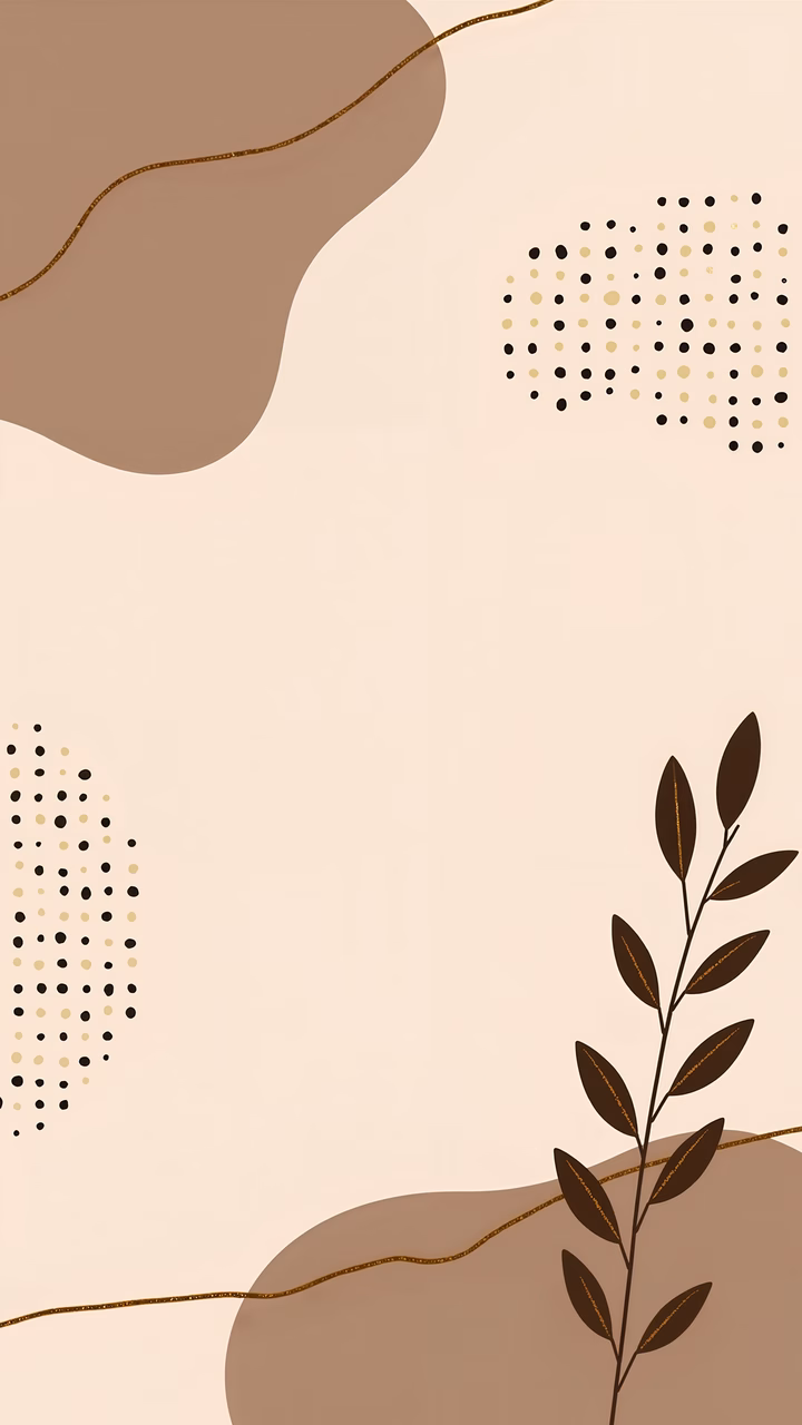 Minimalist abstract illustration with organic and geometric elements in soft beige tones.