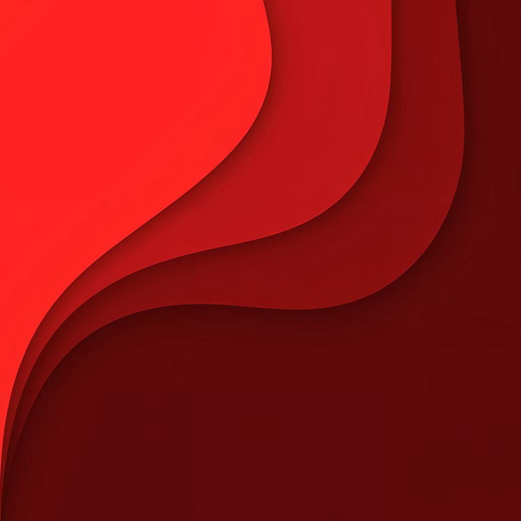 Minimalist abstract art featuring overlapping red waves in various shades.
