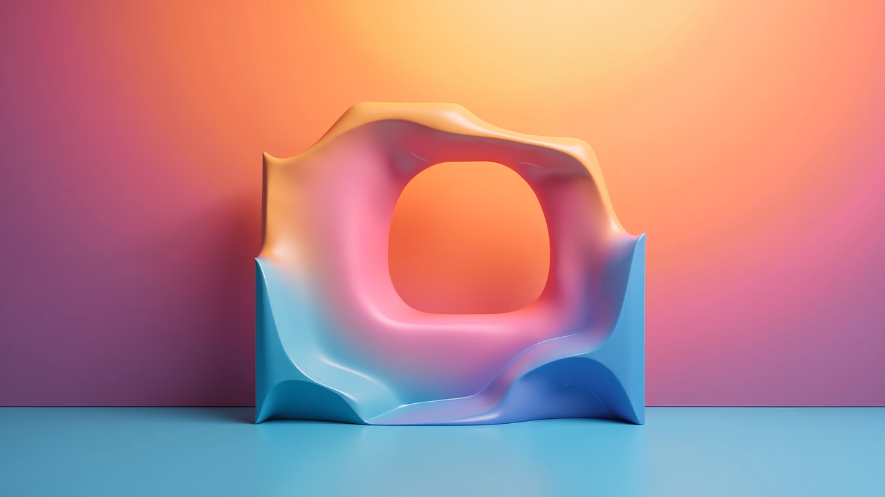 Vibrant abstract sculpture with fluid, organic shapes and dynamic color transitions.