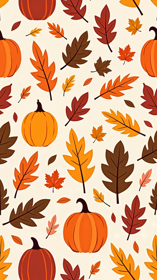 Autumn Leaves and Pumpkins Illustration
