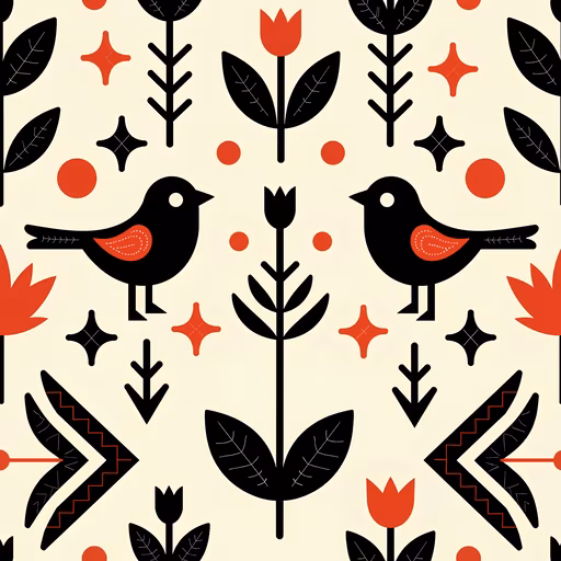 Birds and Flowers Pattern