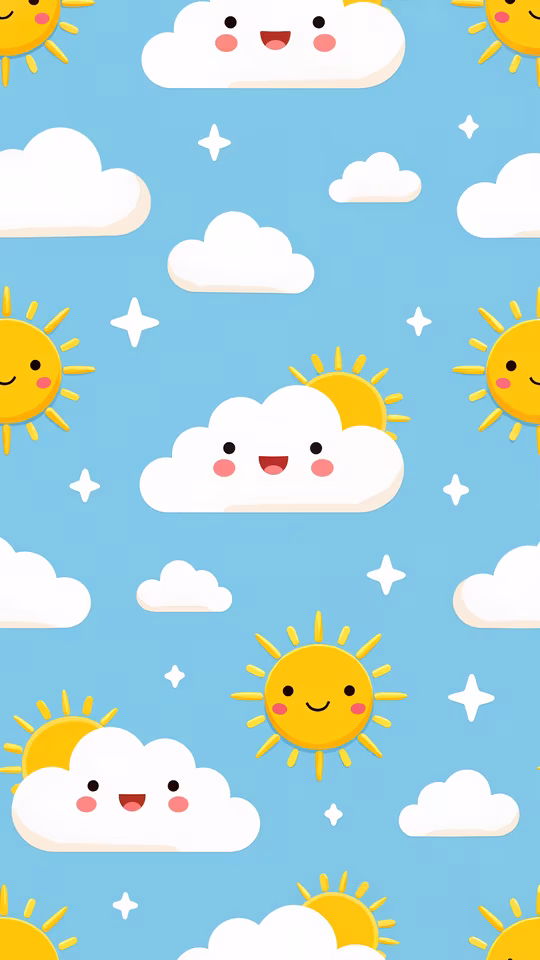 Cartoon Sun and Clouds