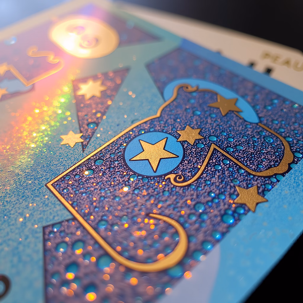 Vibrant celestial illustration with sparkling stars and a radiant moon.