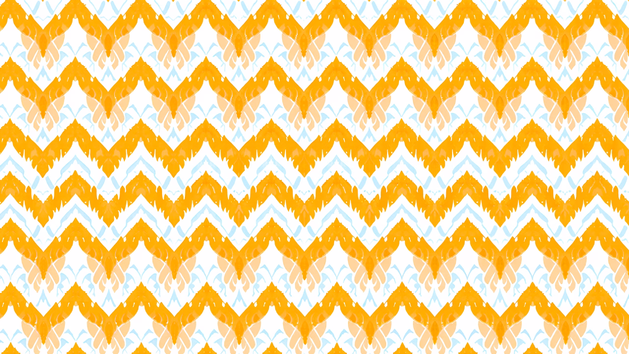 Vibrant chevron pattern with yellow and orange tones on a light blue background.