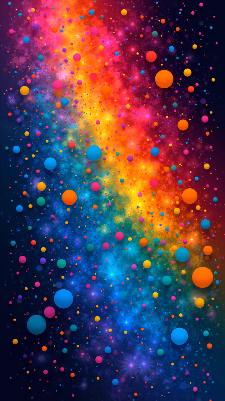 Vibrant cosmic illustration with swirling colors and dynamic energy.