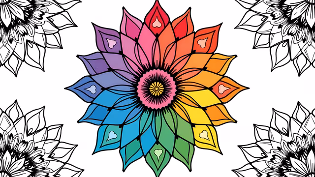 Colorful Rainbow Flower Illustration