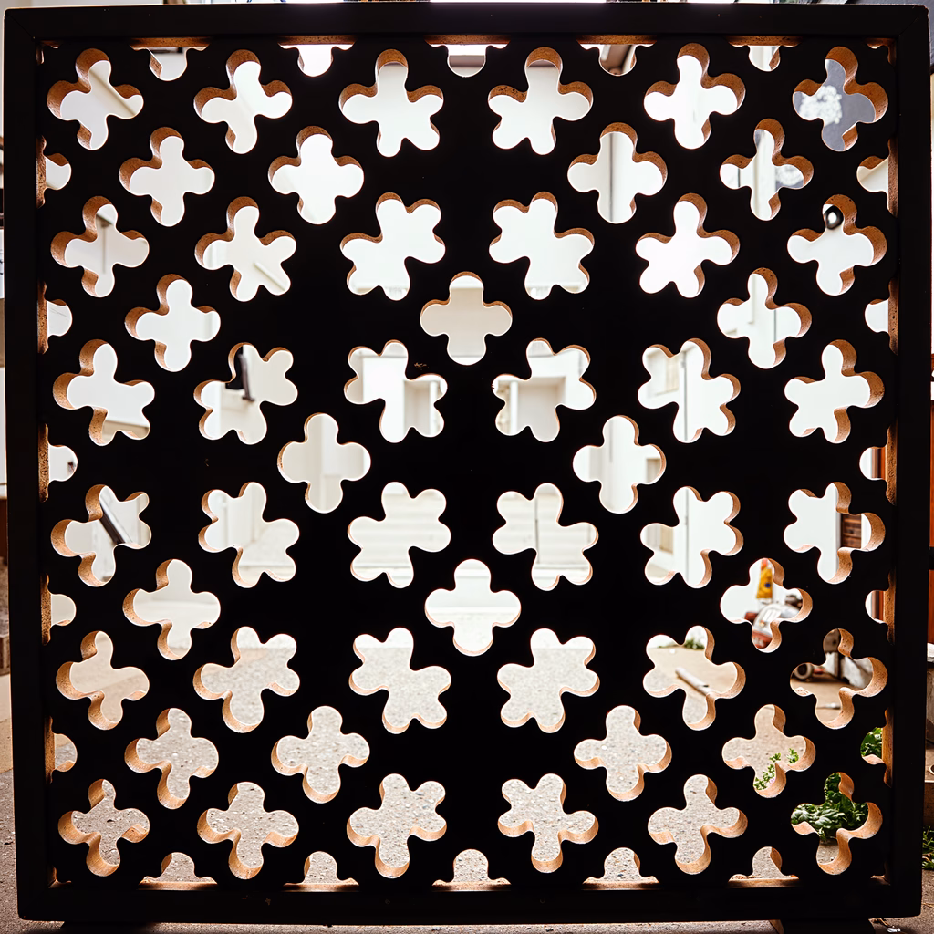 Geometric cross pattern in monochrome design