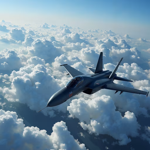 F-18 Fighter Jet Above Clouds