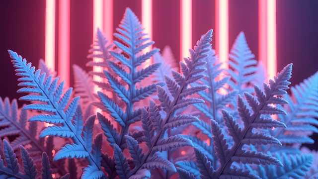 Ferns in Neon