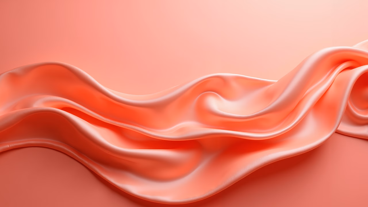 Vibrant coral silk illustration, fluid elegance, abstract art