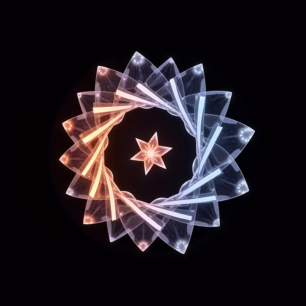 A stunning fractal artwork featuring a central star and intricate geometric patterns.